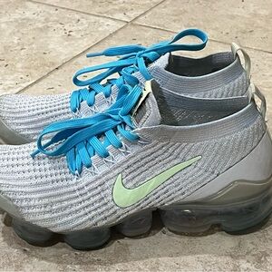 Nike Air VaporMax Flyknit 3 Baltic Blue Barely Volt (DC2051-001) Sz 7 EUC WOW